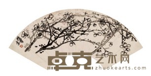 吴昌硕 晴雪 扇面镜心 13.5X40.5cm
